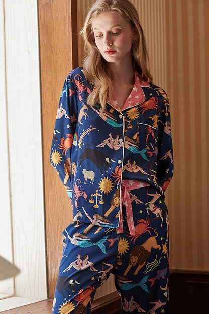 Conjunto de pijama de manga larga Blue Constellation