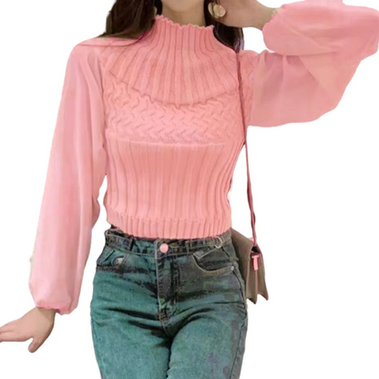 Chaleco de punto moderno para mujer con mangas transparentes | Ideal para otoño/invierno