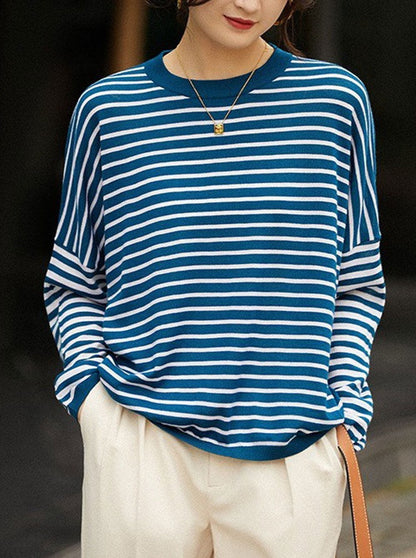 Sarah Loose Striped Off-Shoulder Knitted Top