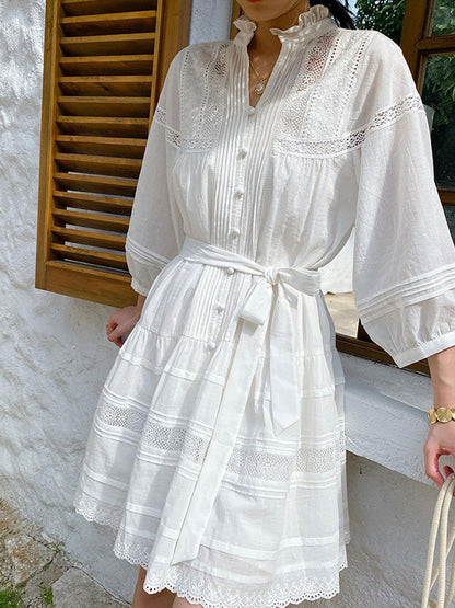 Maria Vacation V-neck Embroidered Dress