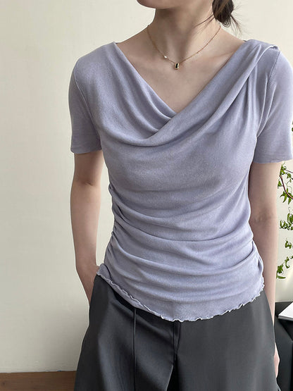 Jocelyn Classic Swing Collar Irregular Auricular Top