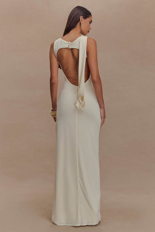 Serene Trace Backless Midi Dress