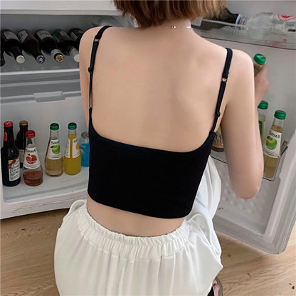 Sexy Chest Pad Stretchy Backless Crop Top