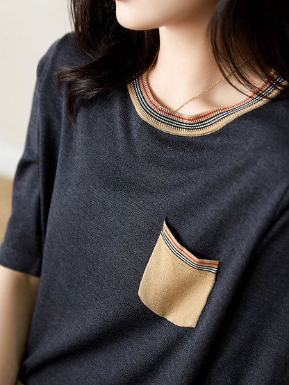 Kylie Classic Crew Neck Colorblock Striped Knitted Top