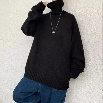 Jersey holgado de punto con cuello alto para mujer | Ideal para otoño/invierno