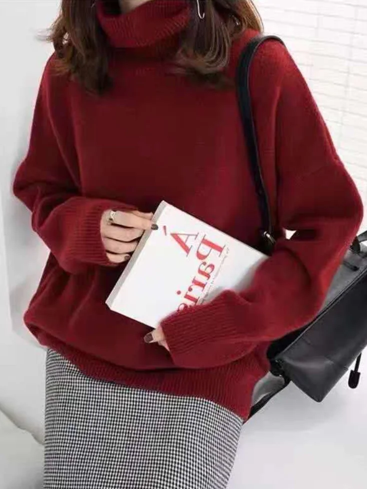 Jersey de punto de cuello alto extragrande para mujer | Ideal para otoño/invierno