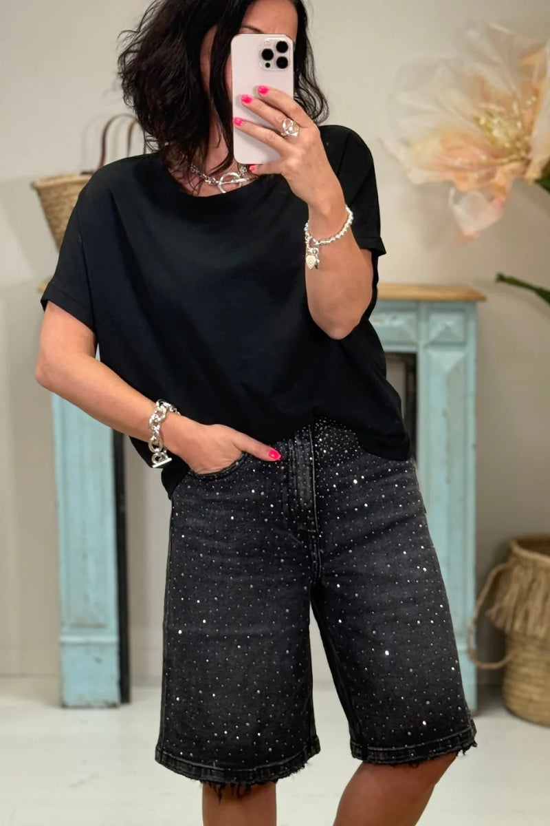 Bermudas con diamantes de imitación