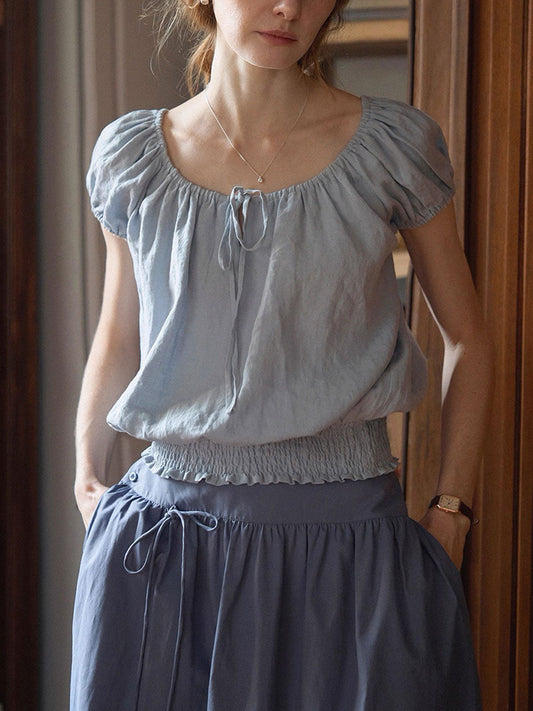 Sophia Loose Crew Neck Solid Color Blouse