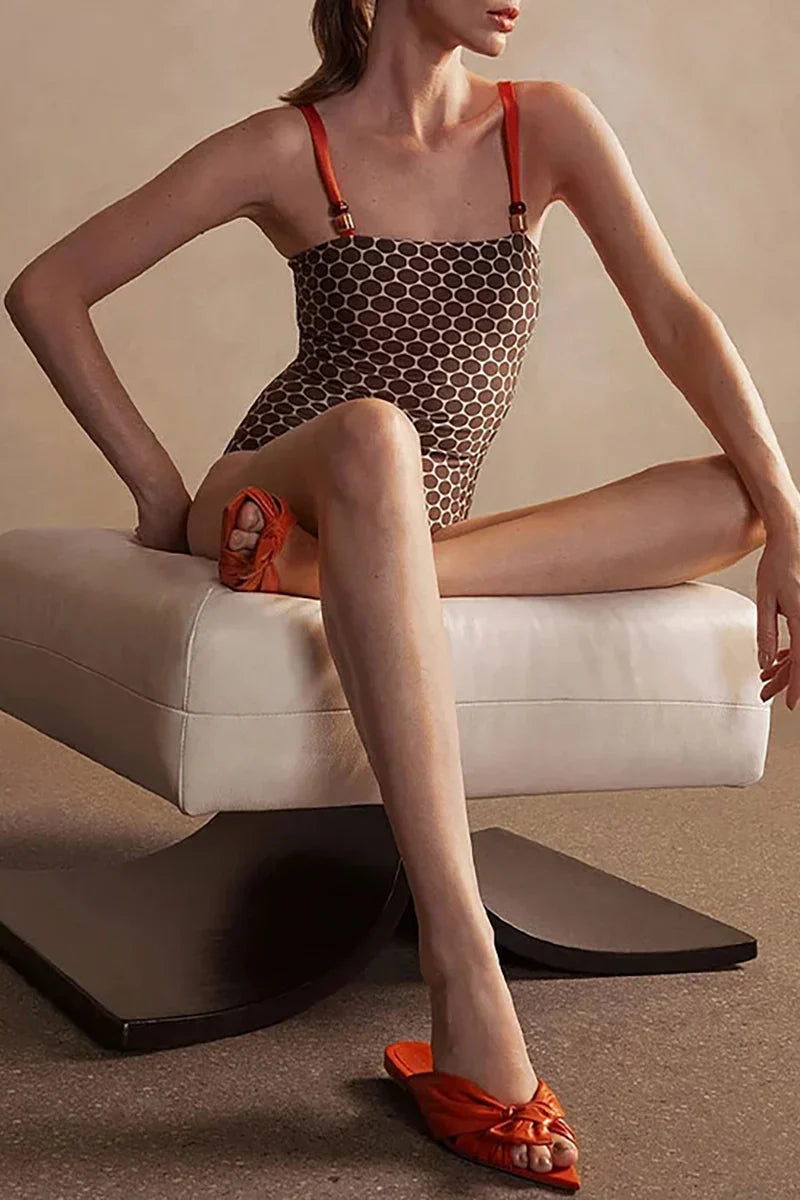 Traje de baño reversible de lujo con estampado inspirado en Hermes