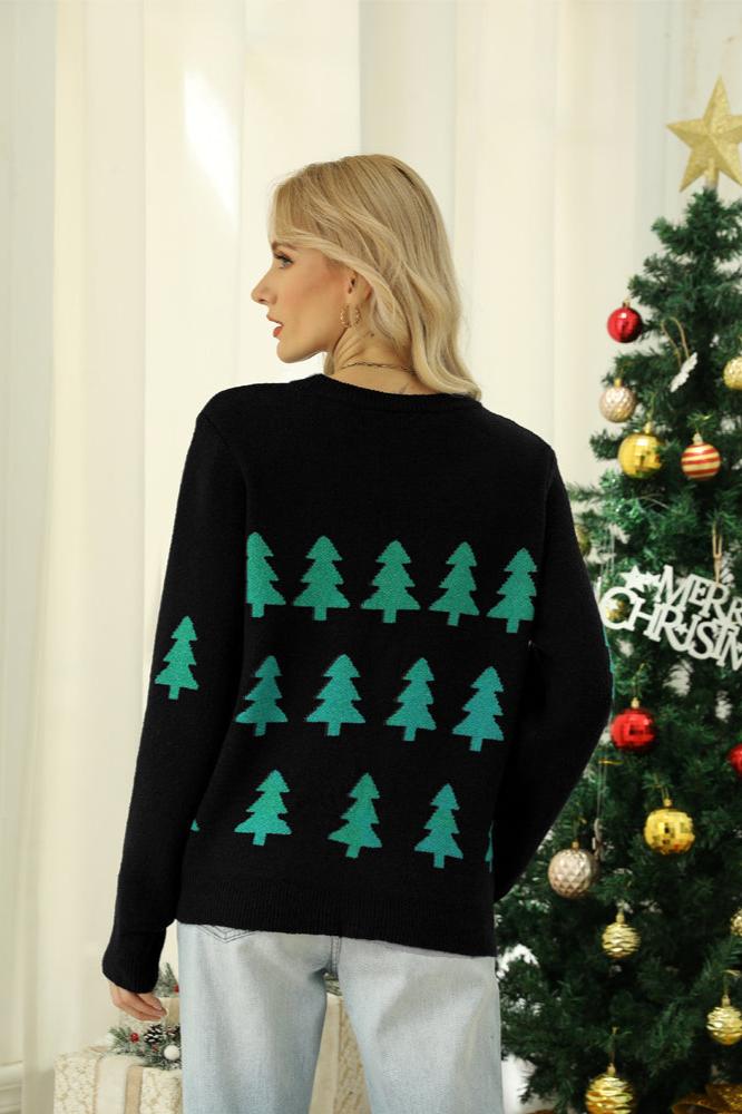Suéter de punto con árbol de Navidad y lentejuelas brillantes 