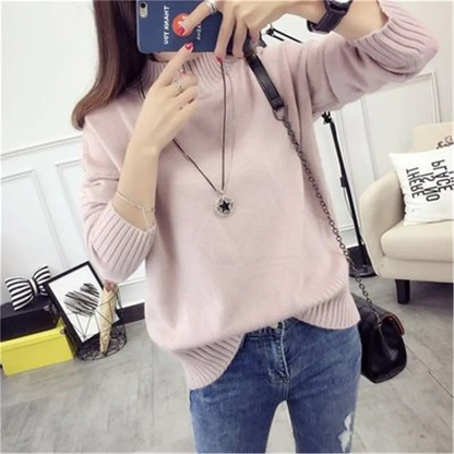 Jersey de cuello alto para mujer con mangas acanaladas | Ideal para otoño/invierno