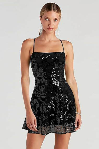 Minivestido sin mangas con tirantes de lentejuelas