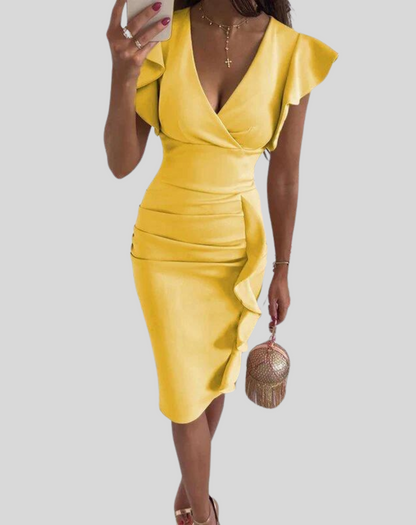 Vestido informal ajustado con volantes para mujer | Ideal para primavera/verano