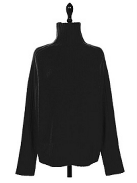 Jersey de cuello alto acanalado extragrande para mujer | Ideal para otoño/invierno