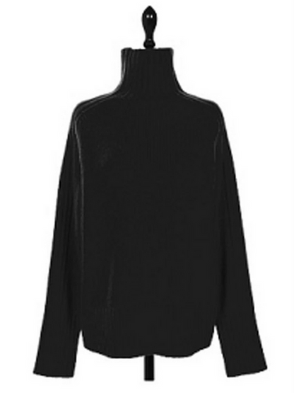 Jersey de cuello alto acanalado extragrande para mujer | Ideal para otoño/invierno