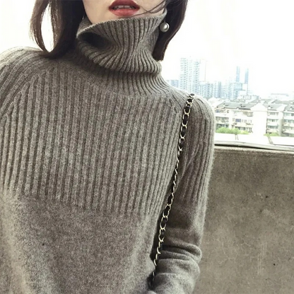 Jersey informal de cuello alto para mujer con estampado texturizado | Ideal para otoño/invierno