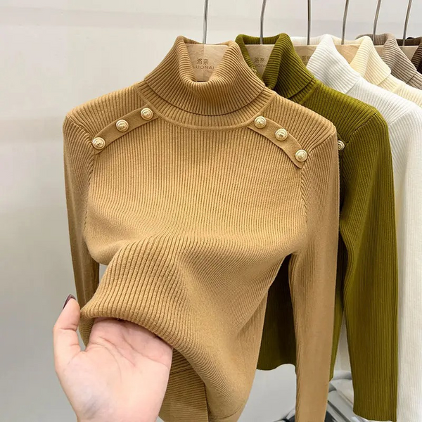 Jersey de cuello alto para mujer, fácil de llevar | Ideal para otoño/invierno