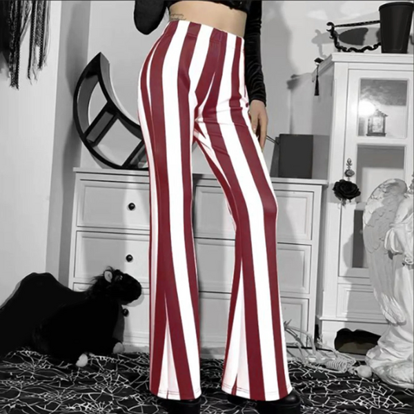 Women's Stylish High Waisted Flared Pants with Vertical Stripes | Ideal for All Seasons