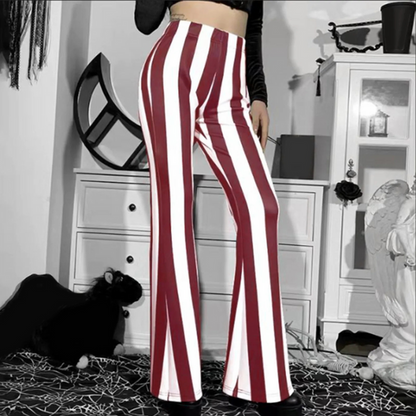 Women's Stylish High Waisted Flared Pants with Vertical Stripes | Ideal for All Seasons