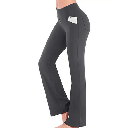 Women's Practical High Waisted Flared Trousers with Phone Pocket | Great for Everyday Wear