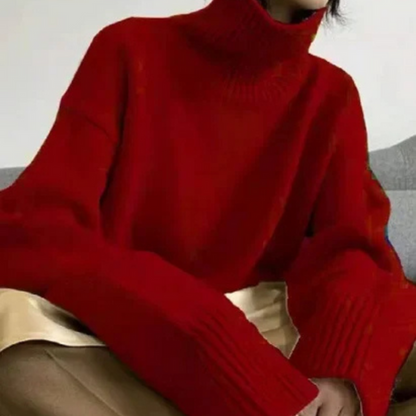 Jersey de cuello alto de punto extragrande para mujer | Ideal para otoño/invierno