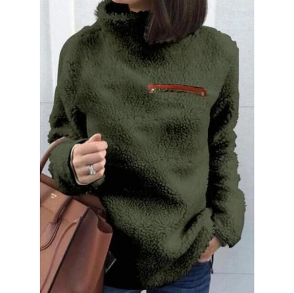 Jersey informal de cuello alto con cremallera para mujer | Ideal para otoño/invierno