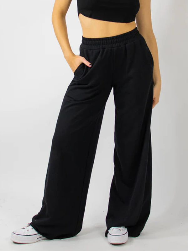 Solid Color Rolled Sweatpants