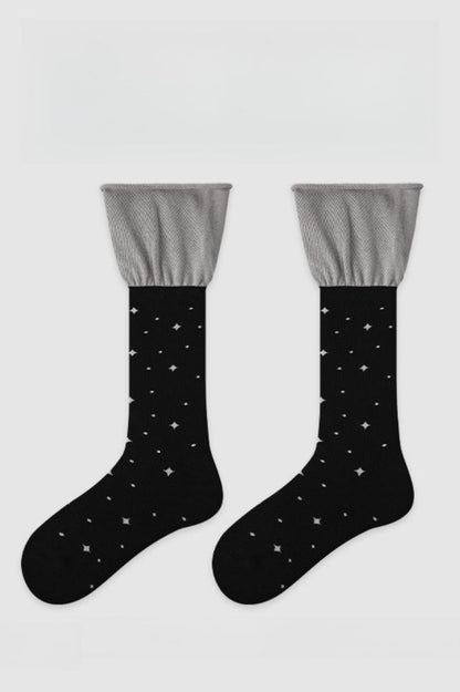 Two Tone Slouchy Letter Printed Socks
