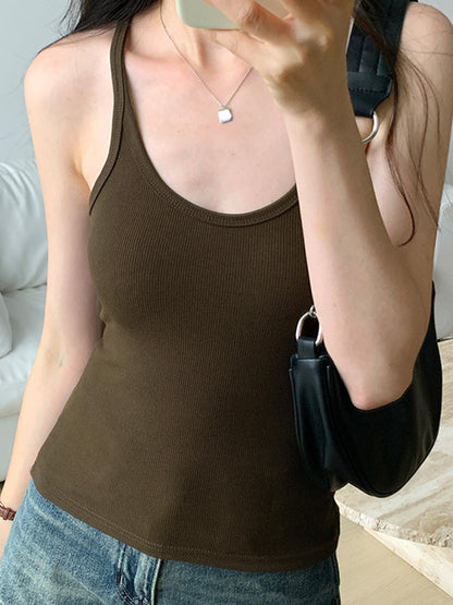 Plain High Elastic Slim Fit Cami Top