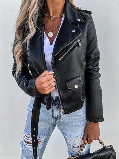 Vintage Zipper Flap Detail Short Motorcycle leather Jacket