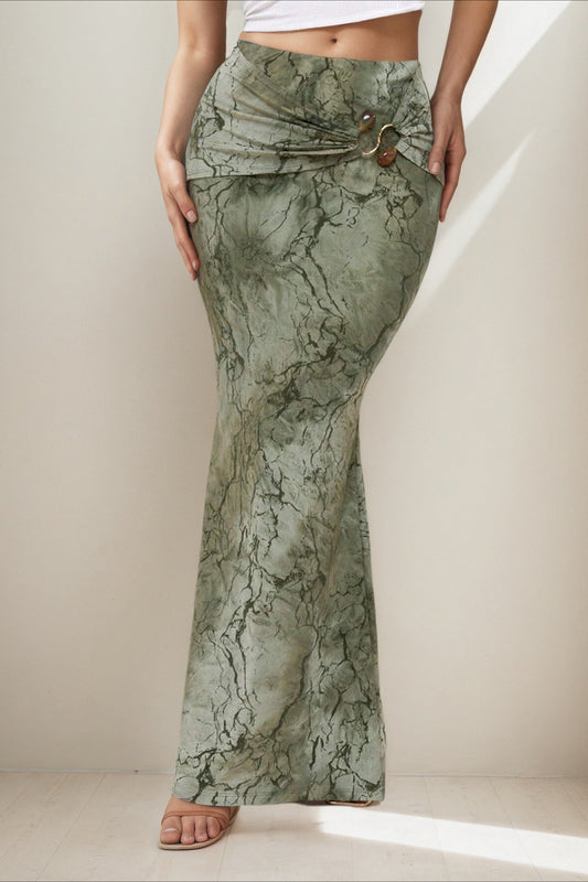 Retro Printed Chic Slim Long Skirt