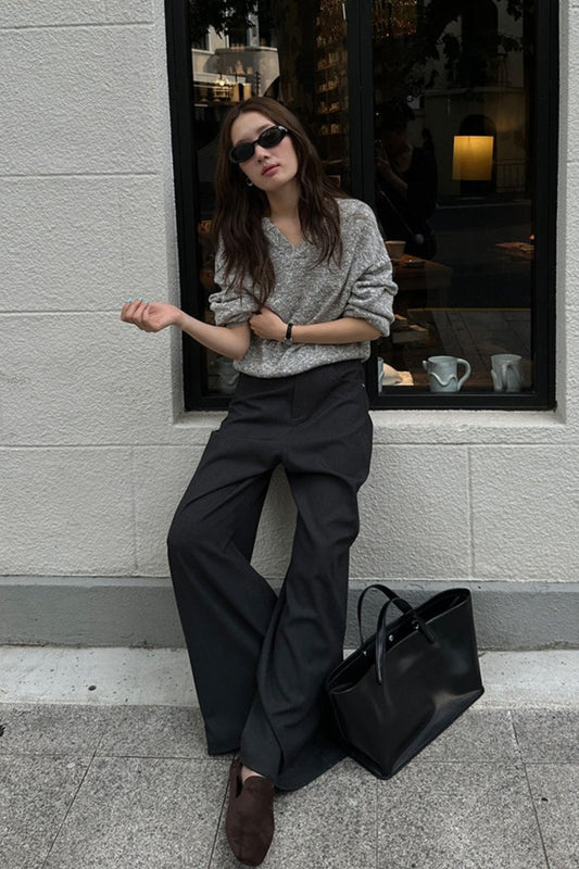 High Waist Drape Wide Leg Tailored Pants