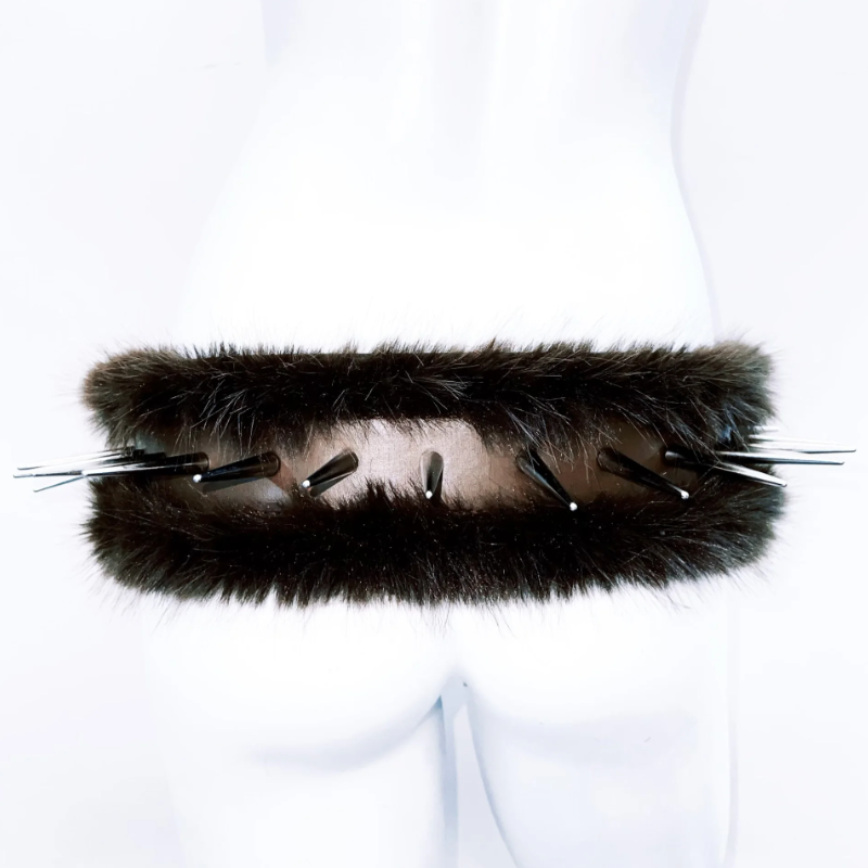 Fluffy rivet applique beaded belt  | Festival Outfits Women