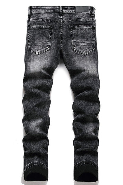 Punk Ripped Star Embroidered Denim Pants