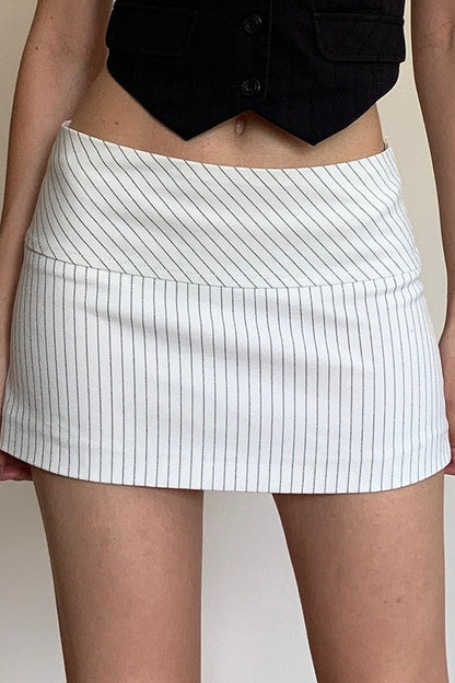 Diagonal Stripe Low Waist Bodycon Mini Skirt