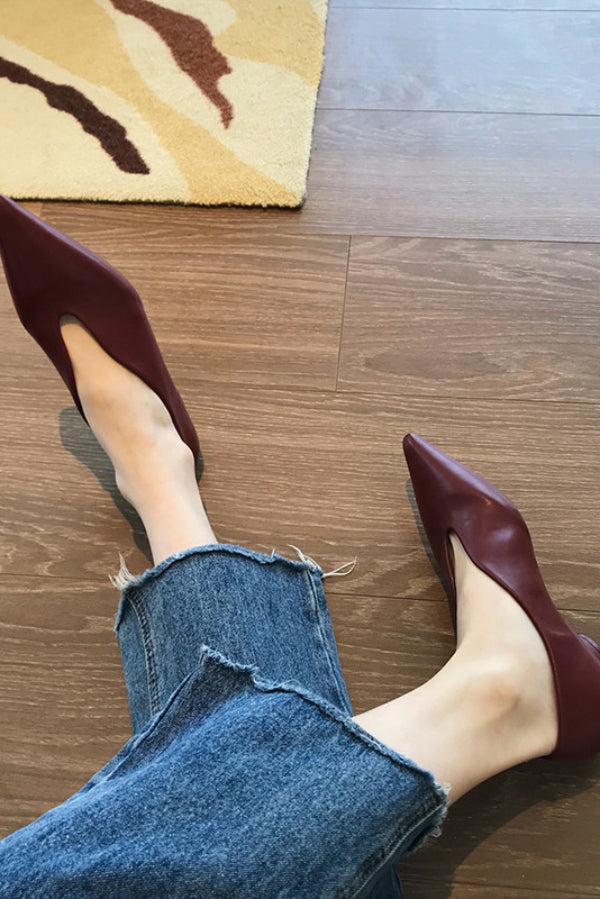 Retro Pointed-toe Low-cut Flat Shoes