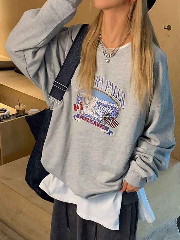 Vintage Waterfall Print Sweatshirt