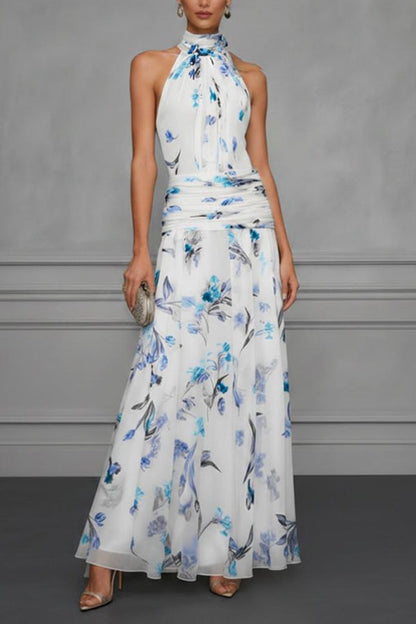 Aria Ruched Halter Floral Dress