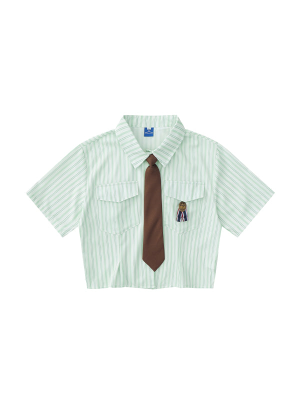 Stripe Slim Short Sleeves Shirts