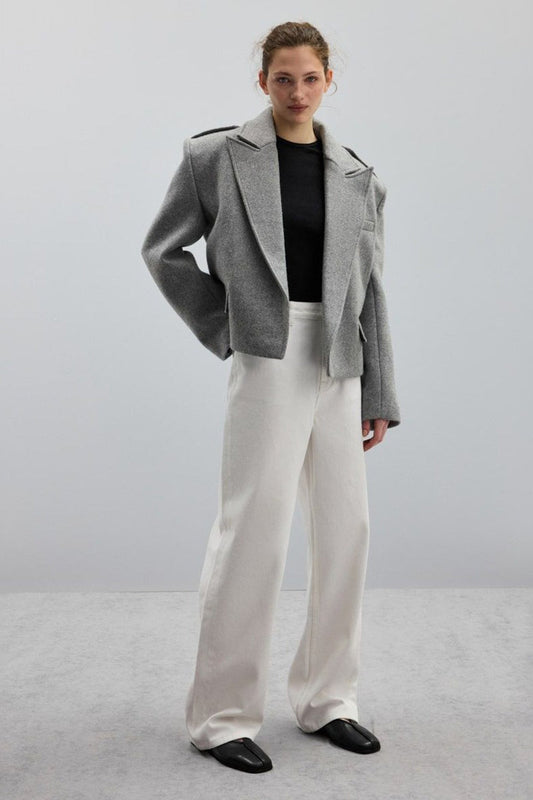 Structured Wool Notch Lapel Coat