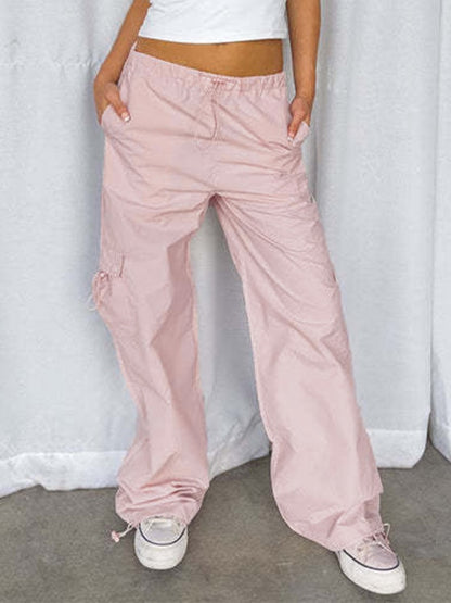 Stretchy Waist Bound Feet Cargo Pants