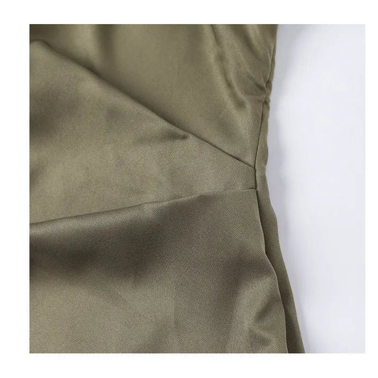 Vestido verde salvia de un solo hombro para mujer | Ideal para primavera/verano