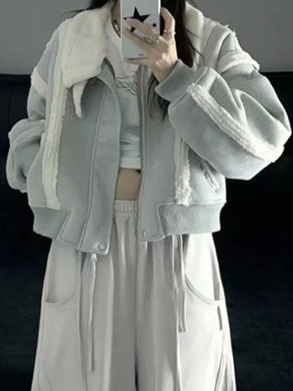 Suede Lambswool Splice Short Jacket