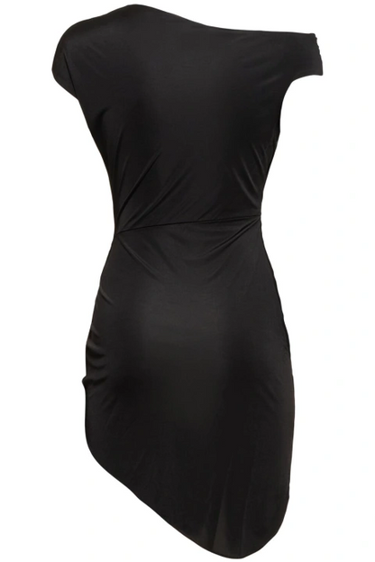Olexia Asymmetric Embroidered Rose Mini Dress