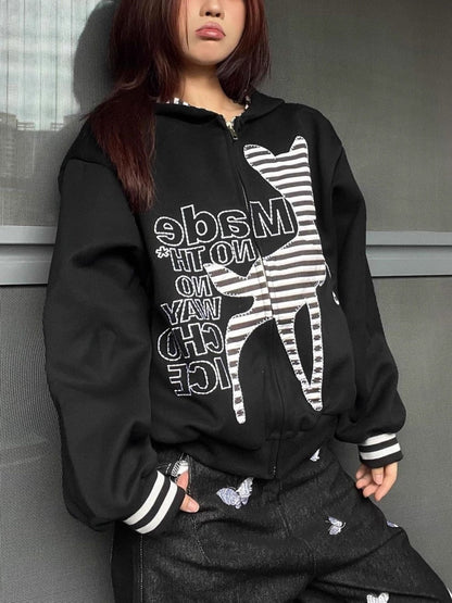 Vintage Deer Patchwork Hoodie