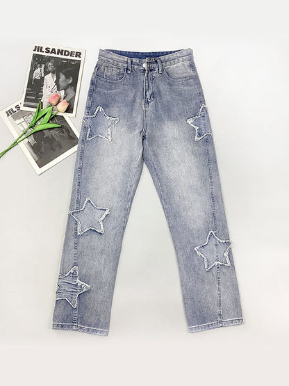 Distressed Star Patch Boyfriend Jeans