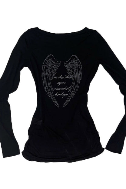 Gothic Punk Versatile Slim Long Sleeve Knit Top