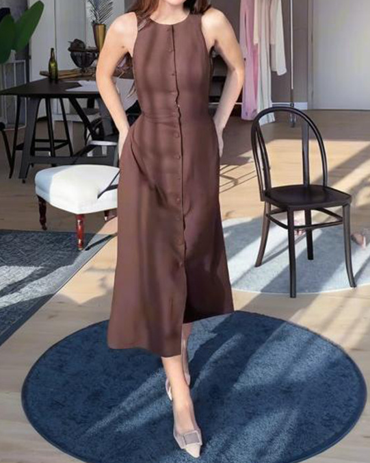 Button Waist Temperament Dress