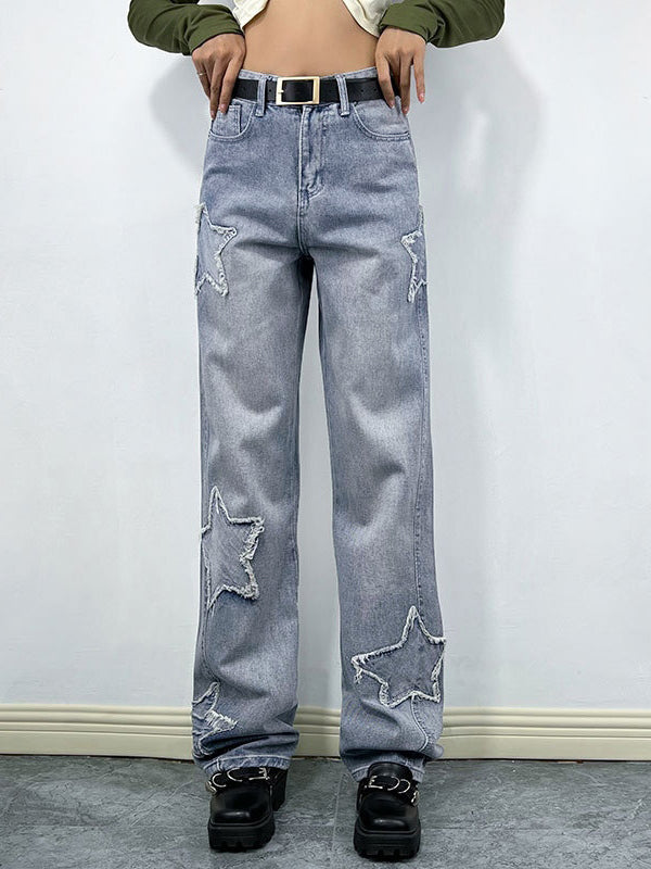 Distressed Star Patch Boyfriend Jeans