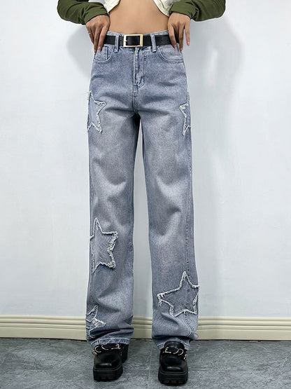 Distressed Star Patch Boyfriend Jeans